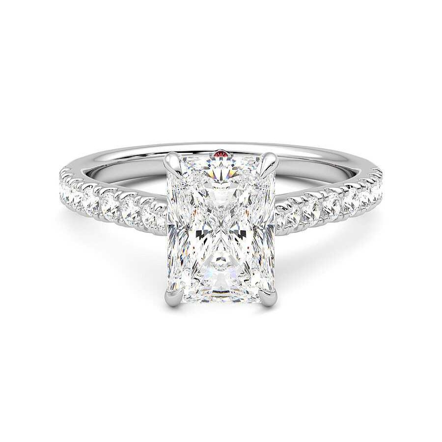 Faith | 18K Rose Gold trilogy gemstone sides style engagement ring | Taylor  & Hart